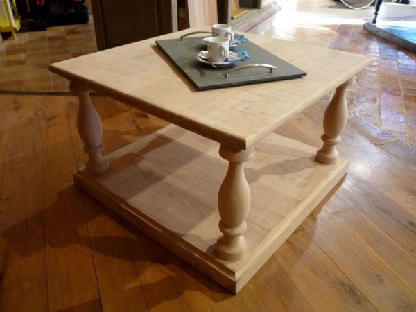 table basse chene brut