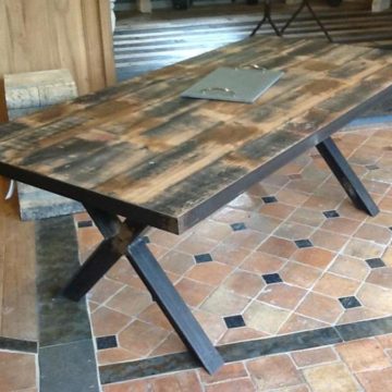 Table industrielle bois et fer