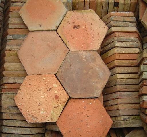 vieille tomette ancienne hexagonale terre cuite