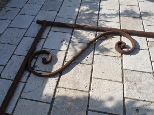 Antique wrought iron support arm