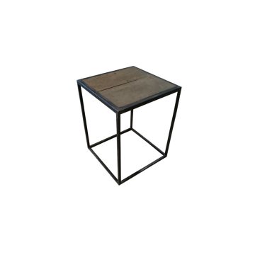 Tabouret en fer et vieux bois