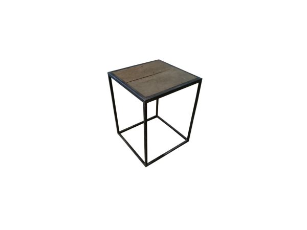 Tabouret en fer et vieux bois