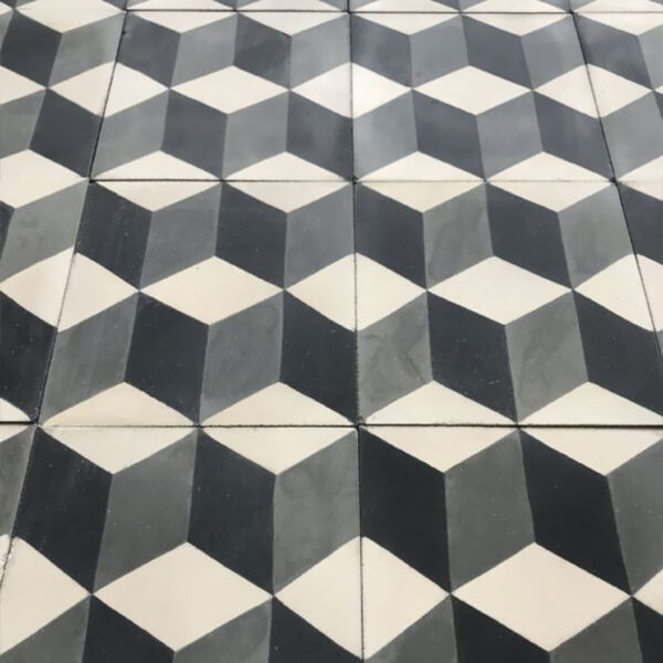 Carreaux en ciment avec motif cube noir et blanc