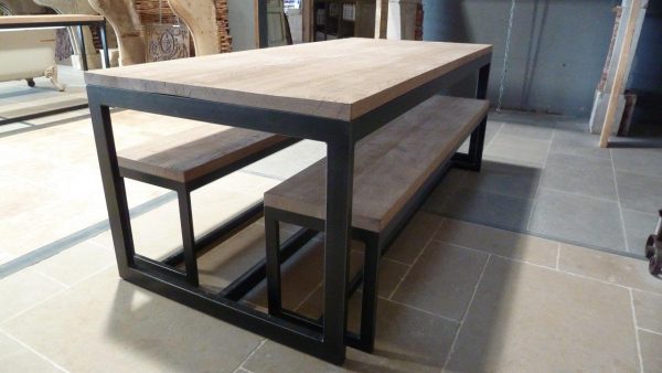 table de salon bois et métal