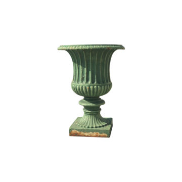 paire de vase ancienne en fonte vert détouré