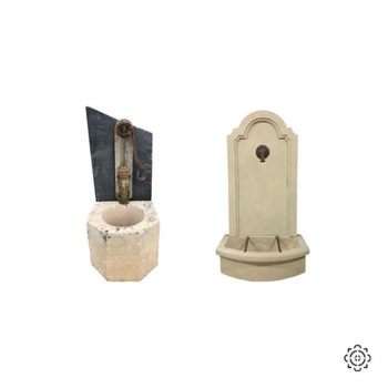 fontaine de type château en pierre