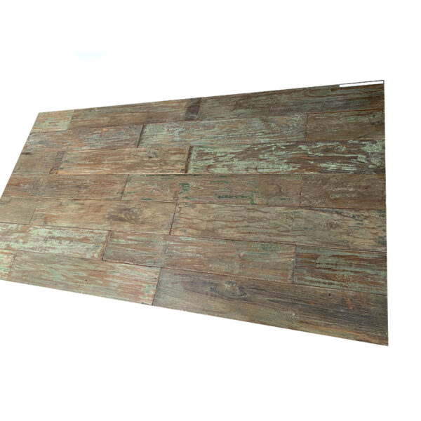 Parquet ancien en teck couleur vert