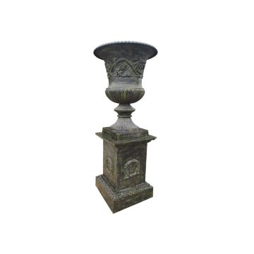 Socle et vase médicis en fonte de réédition