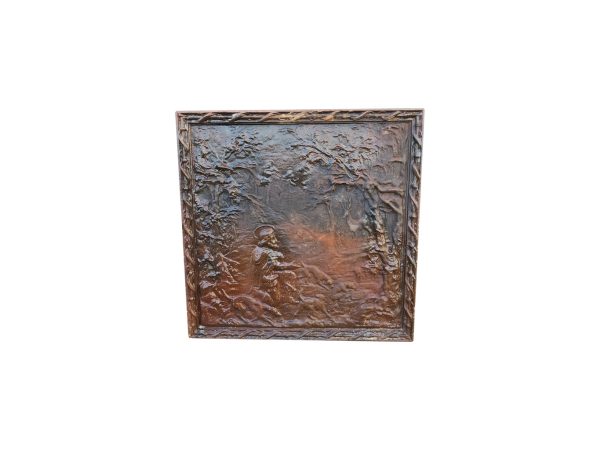 Plaque ancienne avec une scène de chasse