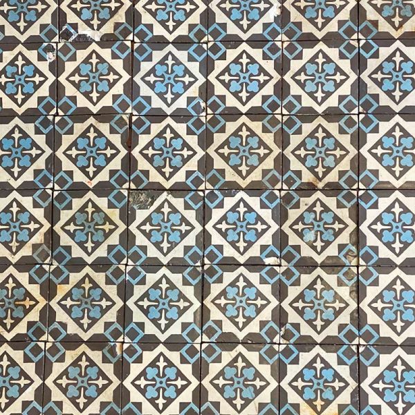 Lot de carreaux de ciment anciens avec motifs losange