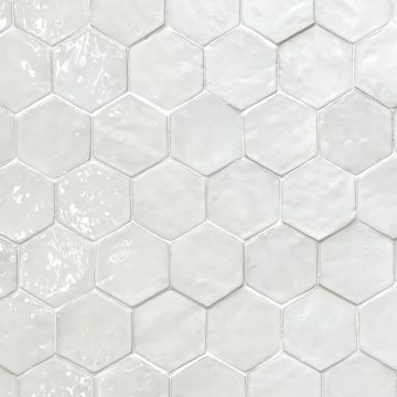 Zellige hexagone de couleur blanc neige n°1