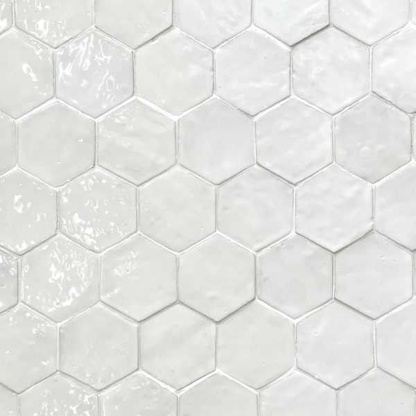 Zellige hexagone de couleur blanc neige n°1