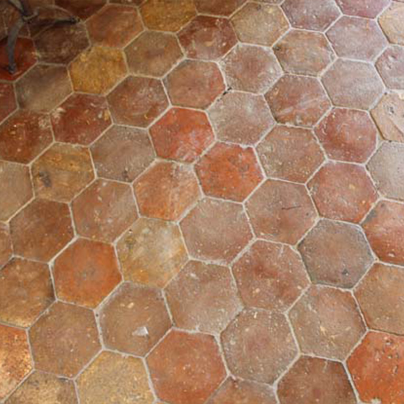 Tomette ancienne hexagonal en terre cuite