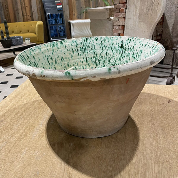 Grésale émaillée jaune pale et vert