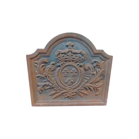 Plaque de cheminée de réédition avec fleurs de lys