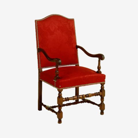 Fauteuil Louis XIII en velour rouge