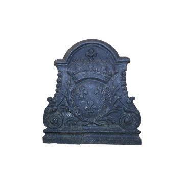 Plaque de cheminée ancienne en fonte avec armes de France