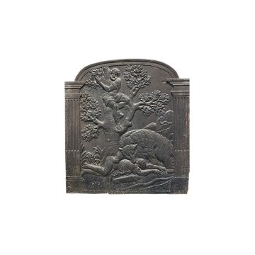 Plaque de cheminée ancienne scène de chasse antique
