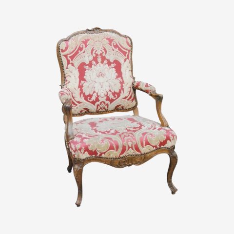 Fauteuil Régence blanc et rouge